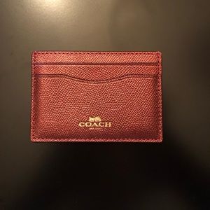 COACH- Maroon Metallic Card Holder
